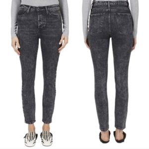 Black Orchid Jeans Joan Straight High Waist Size 26 Black Acid Wash Vintage Fit